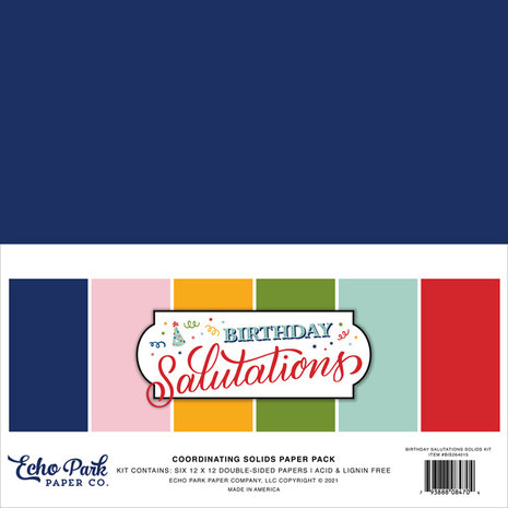 Echo Park Birthday Salutations 12x12 Inch Coordinating Solids Paper Pack (BIS264015) (DISCONTINUED) Echo Park Birthday Salutations 12x12 Inch Coordinating Solids Paper Pack (BIS264015) (DISCONTINUED)