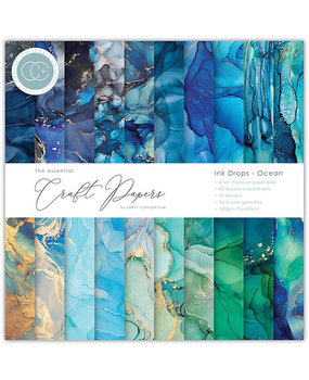 Craft Consortium Essential Craft Papers 6x6 Inch Paper Pad Ink Drops Ocean (CCEPAD018B)
