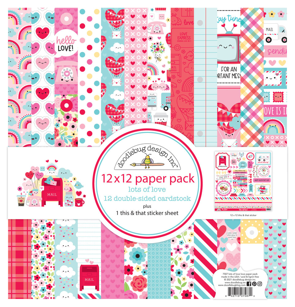 Doodlebug Design Lots of Love 12x12 Inch Paper Pack (7587) (DISCONTINUED)