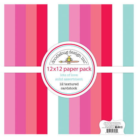 Doodlebug Design Lots of Love 12x12 inch Textured Cardstock Solid Paper Pack (7589) (DISCONTINUED)