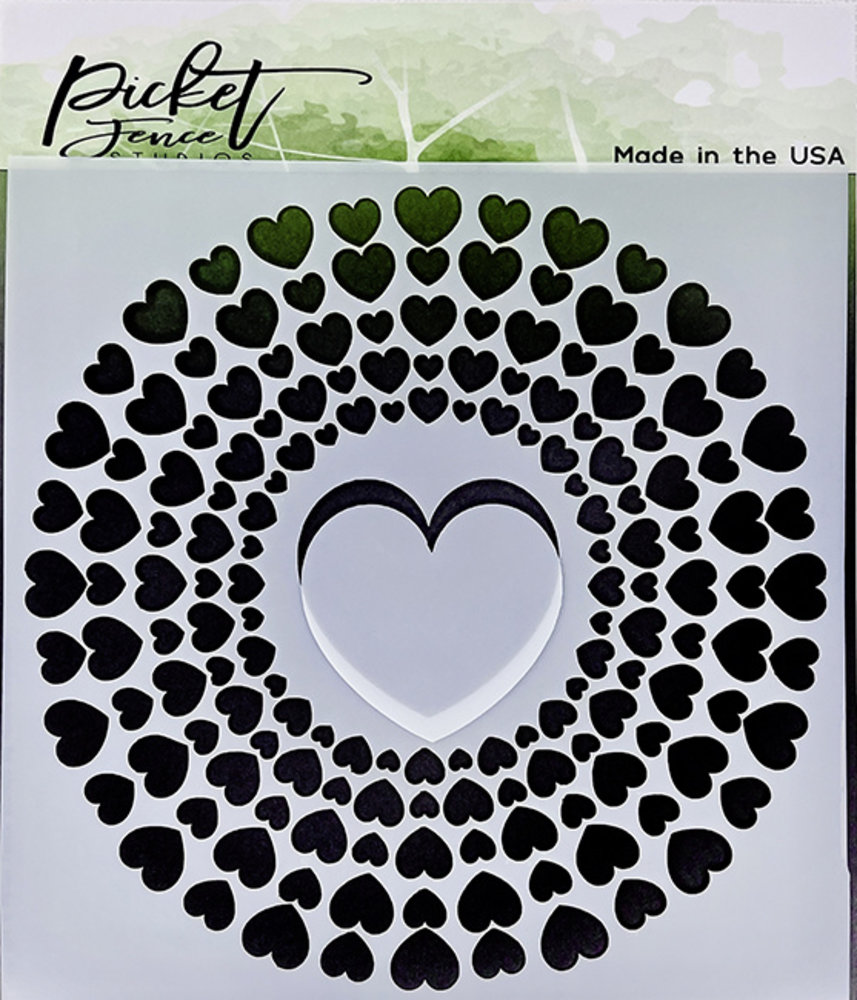 Picket Fence Studios Spiral of Hearts 6x6 Inch Stencil (SC-272) (OUTLET)