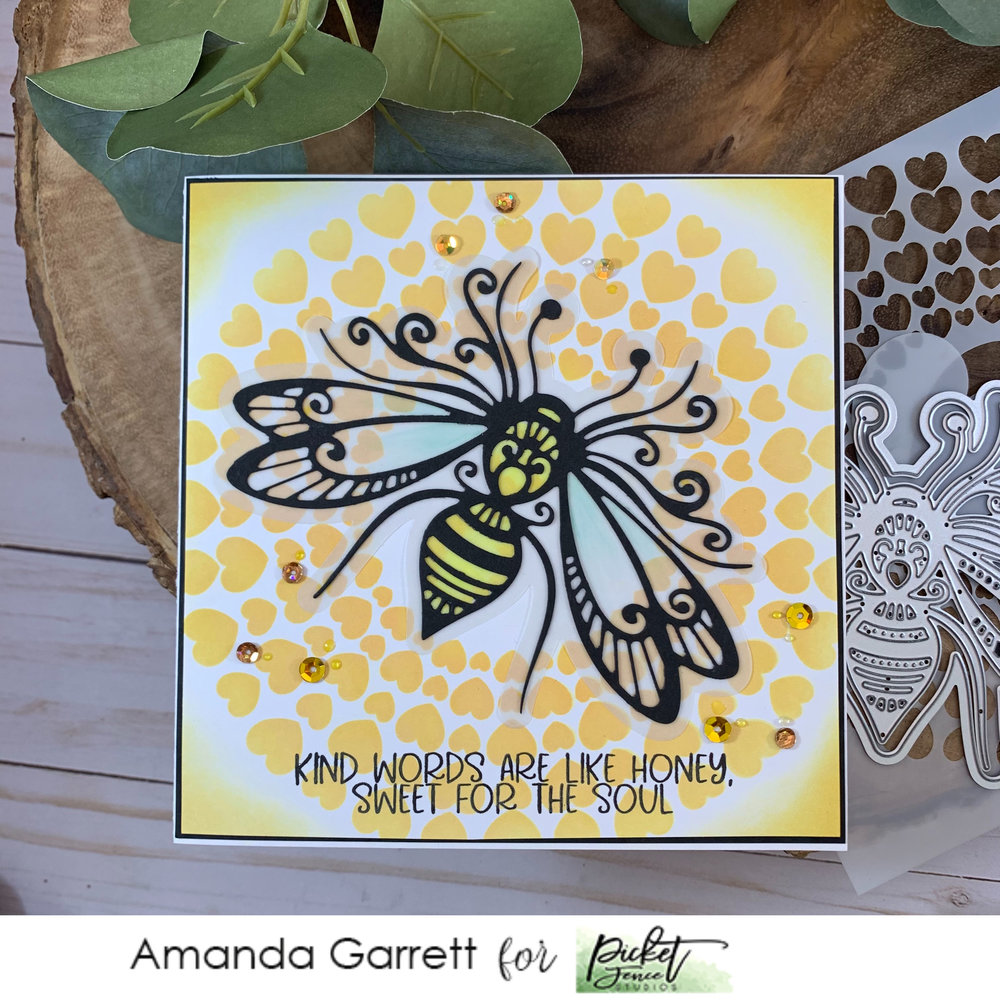 Picket Fence Studios Spiral of Hearts 6x6 Inch Stencil (SC-272) (OUTLET)