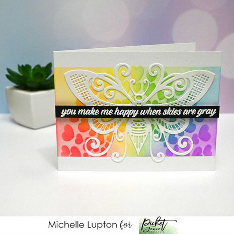 Picket Fence Studios Rainbow of Hearts 6x6 Inch Stencil (SC-270) (OUTLET)