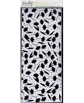Picket Fence Studios Slim Line Flowers and Polka Dot Fun 4x10 Inch Stencil (SC-282) (OUTLET)