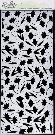 Picket Fence Studios Slim Line Flowers and Polka Dot Fun 4x10 Inch Stencil (SC-282) (OUTLET)