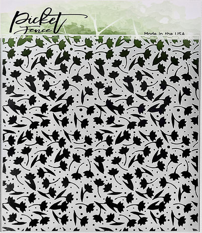 Picket Fence Studios Flowers and Polka Dot Fun 6x6 Inch Stencil (SC-281) (OUTLET)