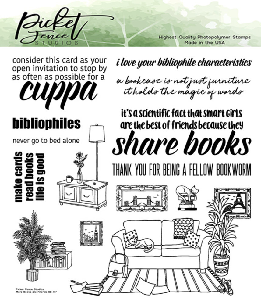 Picket Fence Studios More Books are Friends 6x6 Inch Clear Stamps (BB-177) (OUTLET) Picket Fence Studios More Books are Friends 6x6 Inch Clear Stamps (BB-177) (OUTLET)