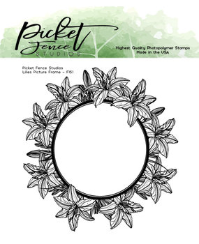 Picket Fence Studios Lilies Picture Frame 4x4 Inch Clear Stamps (F-151) (OUTLET)