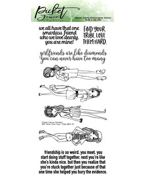 Picket Fence Studios Girls Find Your Tribe 4x8 Inch Clear Stamps (BFF-117) (OUTLET)