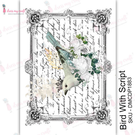 Dress My Craft Transfer Me Bird With Script (DMCDP1883) (OUTLET)