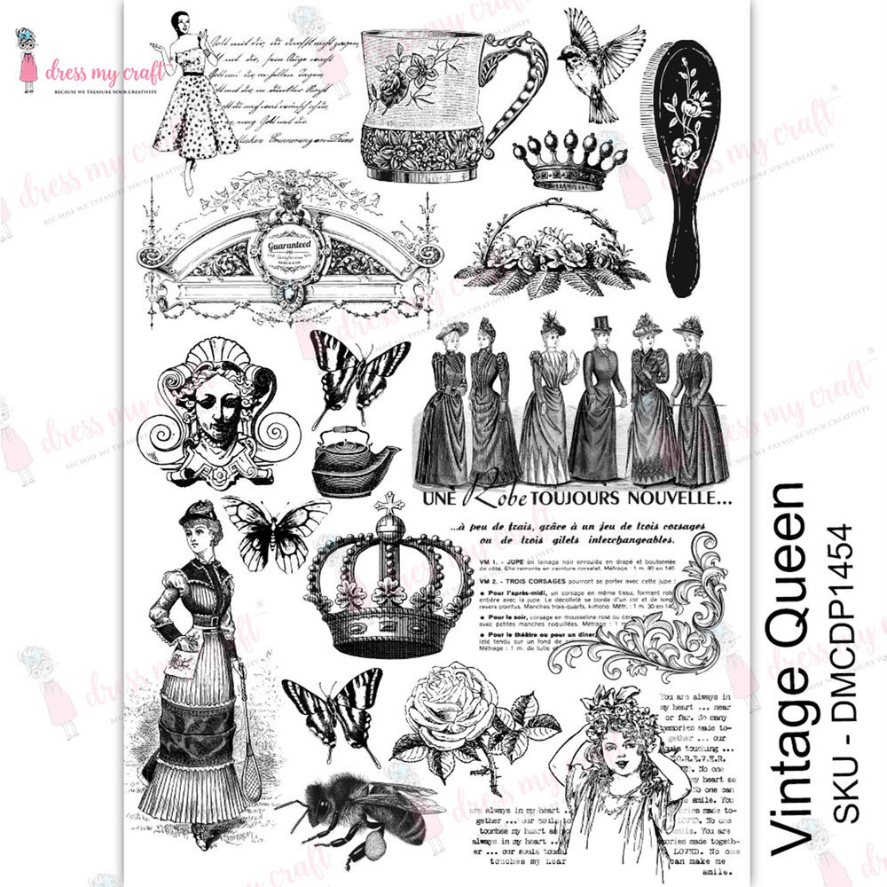 Dress My Craft Transfer Me Vintage Queen (DMCDP1454) (OUTLET) Dress My Craft Transfer Me Vintage Queen (DMCDP1454) (OUTLET)