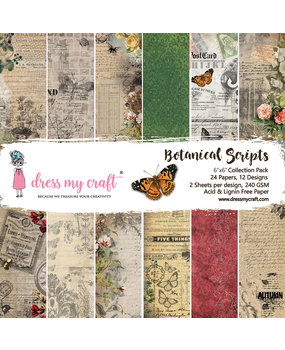 Dress My Craft Botanical Scripts 6x6 Inch Paper Pad (DMCP2806) (OUTLET)