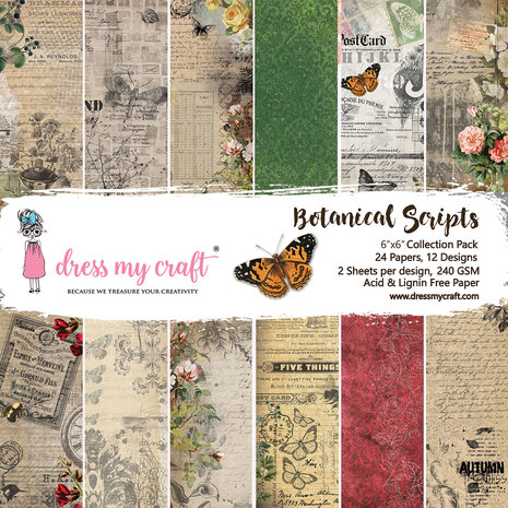 Dress My Craft Botanical Scripts 6x6 Inch Paper Pad (DMCP2806) (OUTLET) Dress My Craft Botanical Scripts 6x6 Inch Paper Pad (DMCP2806) (OUTLET)