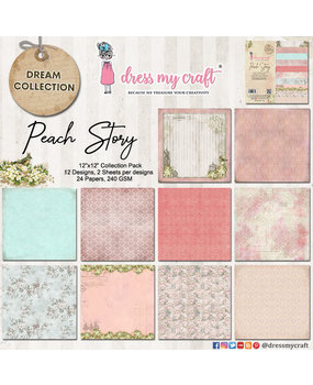 Dress My Craft Peach Story 12x12 Inch Paper Pad (DMCP4302) (OUTLET)