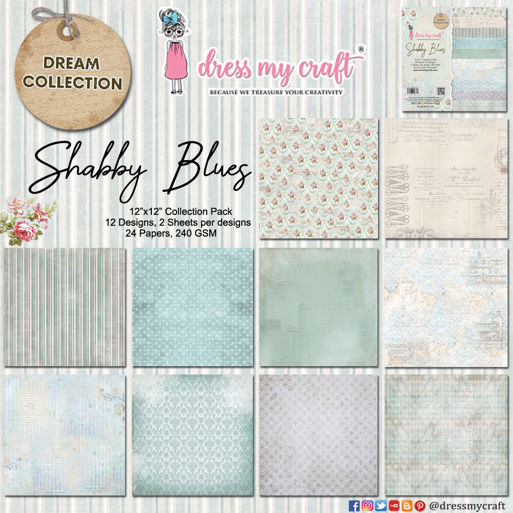 Dress My Craft Shabby Blues 12x12 Inch Paper Pad (DMCP4313) (OUTLET) Dress My Craft Shabby Blues 12x12 Inch Paper Pad (DMCP4313) (OUTLET)