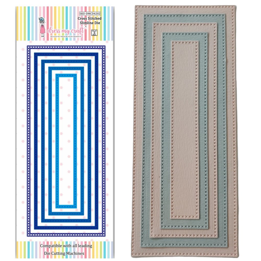 Dress My Craft Cutting Die Slimline Cross Stitched (DMCD4202) (OUTLET) Dress My Craft Cutting Die Slimline Cross Stitched (DMCD4202) (OUTLET)