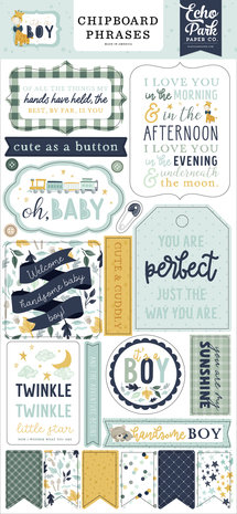Echo Park It's A Boy Chipboard Phrases (IAB278022) (DISCONTINUED)