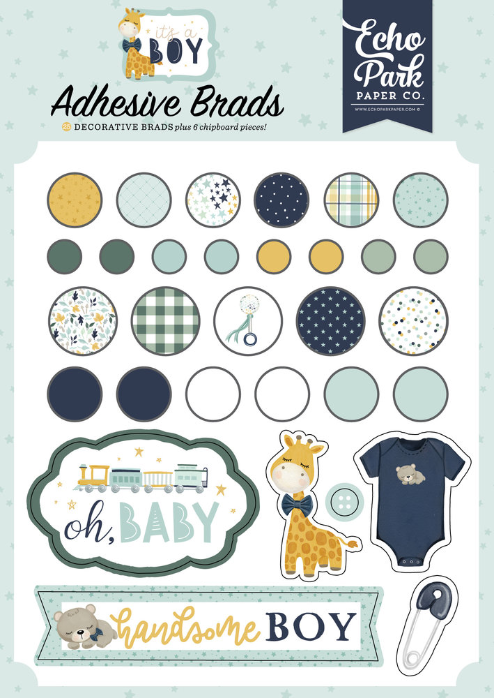 Echo Park It's A Boy Adhesive Brads (IAB278020) (DISCONTINUED)