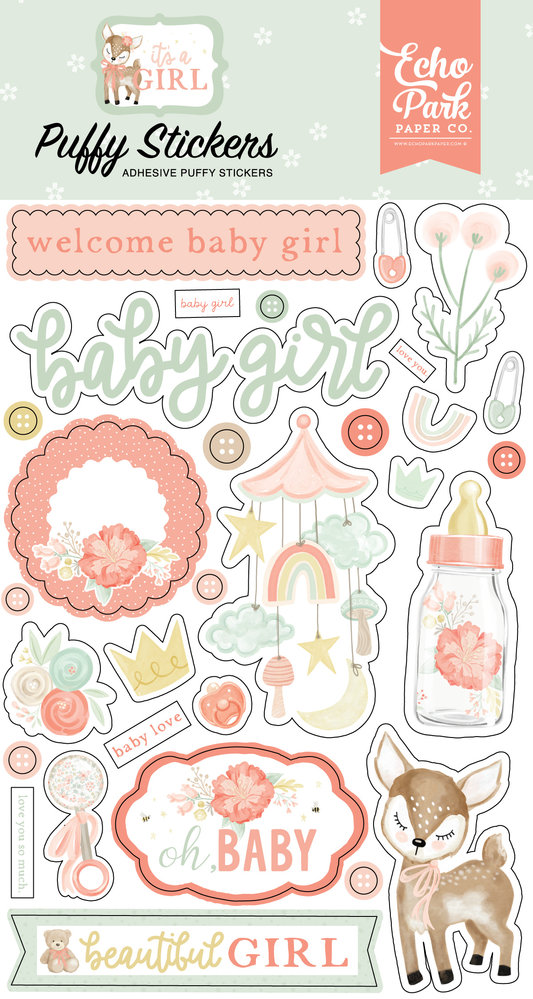 Echo Park It's A Girl Puffy Stickers (IAG277066) (DISCONTINUED)