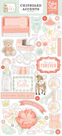 Echo Park It's A Girl Chipboard Accents (IAG277021) (OUTLET)