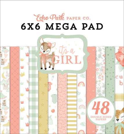 Echo Park It's A Girl 6x6 Inch Cardmakers Mega Pad (IAG277031) (DISCONTINUED)