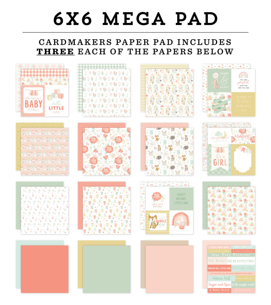 Echo Park It's A Girl 6x6 Inch Cardmakers Mega Pad (IAG277031) (DISCONTINUED)