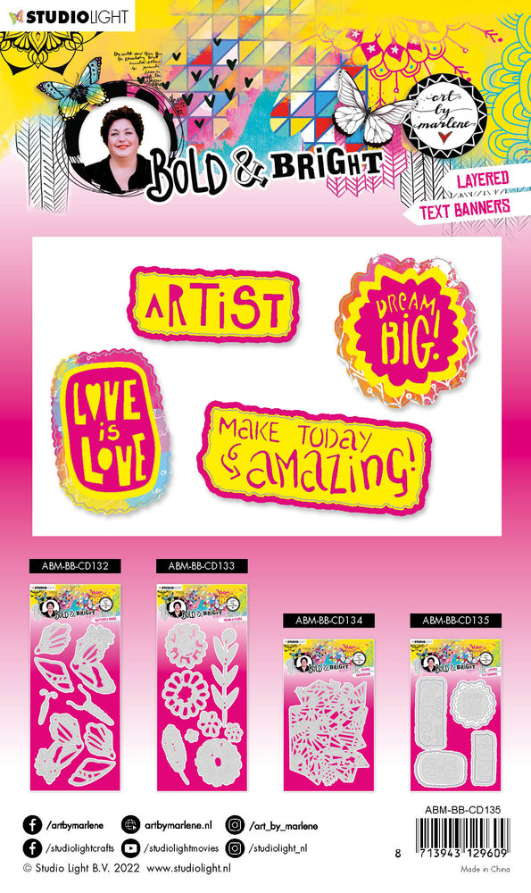 Art By Marlene Bold & Bright Cut & Emboss Dies Layered Tekst Banners (ABM-BB-CD135) (OUTLET)