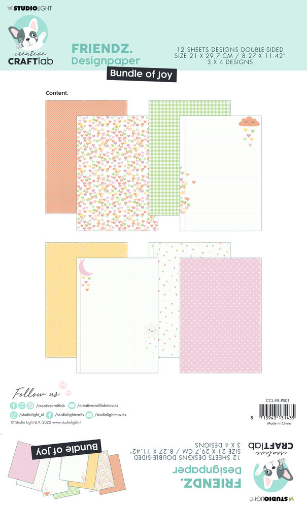 Creative Craftlab Friendz Bundle of Joy A4 Design Paper (CCL-FR-PS01) (OUTLET)