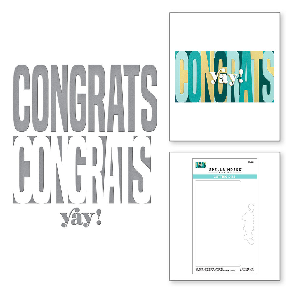 Spellbinders Be Bold Color Block Congrats Etched Dies (S5-489) (OUTLET) Spellbinders Be Bold Color Block Congrats Etched Dies (S5-489) (OUTLET)
