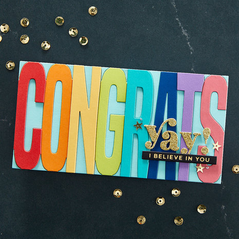 Spellbinders Be Bold Color Block Congrats Etched Dies (S5-489) (OUTLET) Spellbinders Be Bold Color Block Congrats Etched Dies (S5-489) (OUTLET)