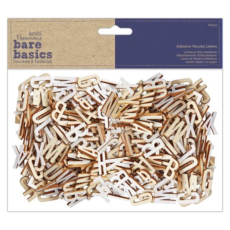 Papermania Bare Basics Adhesive Wooden Letters (600pcs) (PMA 174085) (DISCONTINUED)