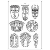 Stamperia Soft Mould A4 Savana Tribal Masks (K3PTA4533) (DISCONTINUED)