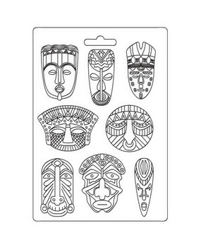 Stamperia Soft Mould A4 Savana Tribal Masks (K3PTA4533) (DISCONTINUED)