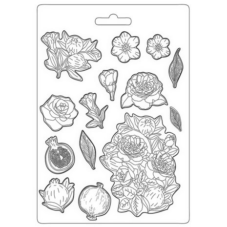 Stamperia Soft Mould A4 Casa Granada Pomegranade and Flowers (K3PTA4523) (DISCONTINUED) Stamperia Soft Mould A4 Casa Granada Pomegranade and Flowers (K3PTA4523) (DISCONTINUED)