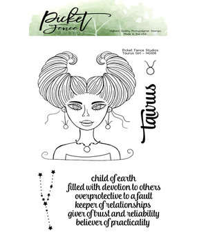 Picket Fence Studios Taurus Girl 4x6 Inch Clear Stamps (HG-106) (OUTLET)