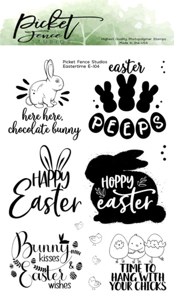 Picket Fence Studios Eastertime 4x6 Inch Clear Stamps (E-104) (OUTLET)