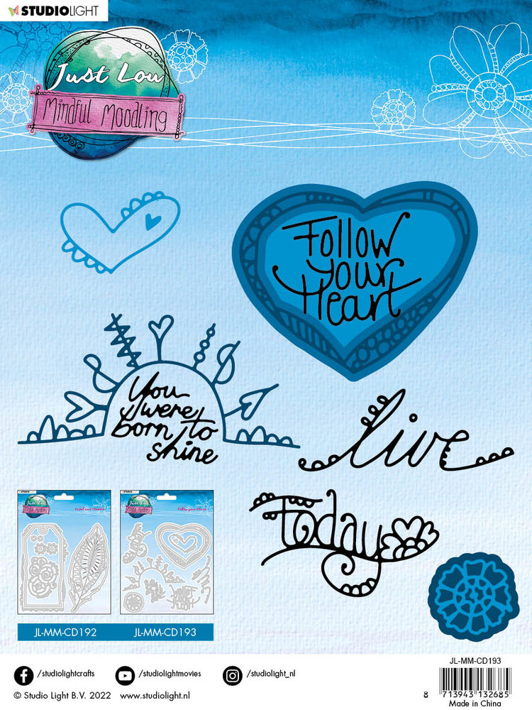 Studio Light Just Low Mindful Moodling Cutting Dies Follow your Heart (JL-MM-CD193) (OUTLET)