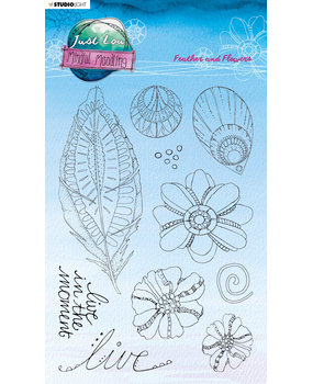 Studio Light Just Low Mindful Moodling Clear Stamps Feather and Flowers (JL-MM-STAMP188) (OUTLET)