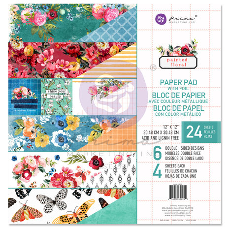 Prima Marketing Painted Floral 12x12 Inch Paper Pad (656249) (DISCONTINUED)