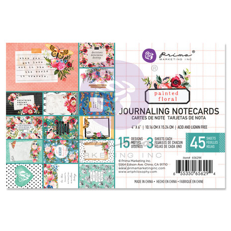 Prima Marketing Painted Floral 4x6 Inch Journaling Cards (656294) (DISCONTINUED) Prima Marketing Painted Floral 4x6 Inch Journaling Cards (656294) (DISCONTINUED)