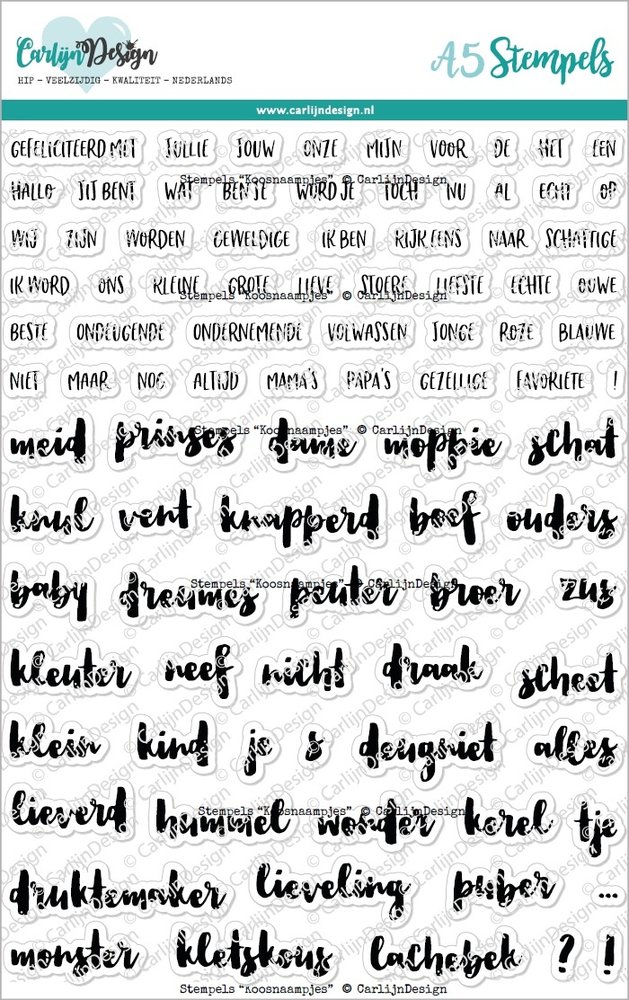 CarlijnDesign Clear Stamps Koosnaampjes (CDST-0084) (DISCONTINUED)