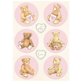 Stamperia A4 Rice Paper Daydream Rounds Bear Pink (6 pcs) (DFSA4678) (DISCONTINUED)
