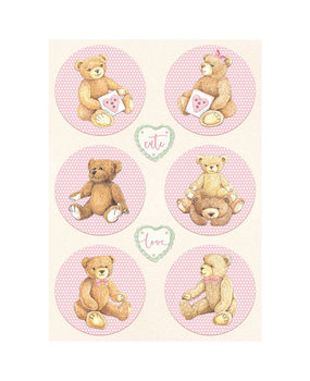 Stamperia A4 Rice Paper Daydream Rounds Bear Pink (6 pcs) (DFSA4678) (DISCONTINUED)