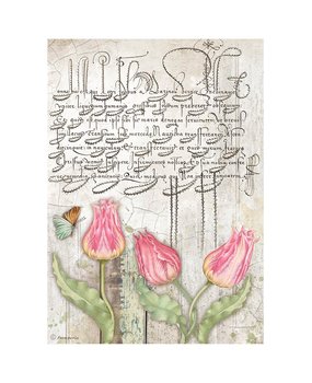 Stamperia A4 Rice Paper Romantic Garden House Tulips (6 pcs) (DFSA4666) (DISCONTINUED)