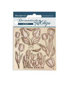 Stamperia Decorative Chips Romantic Garden House Flowers (SCB122) (DISCONTINUED)