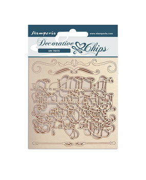 Stamperia Decorative Chips Romantic Garden House Calligraphy (SCB121) (DISCONTINUED)
