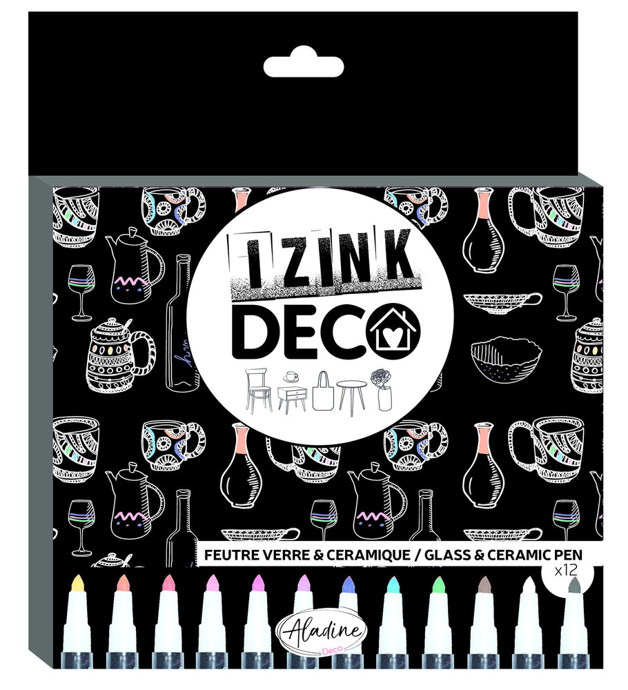 Aladine Izink Deco Felt-Tip Markers for Glass & Ceramics (12pcs) (85533) (DISCONTINUED)