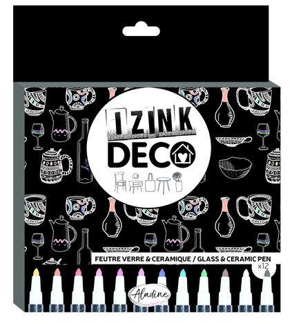 Aladine Izink Deco Felt-Tip Markers for Glass & Ceramics (12pcs) (85533) (DISCONTINUED)