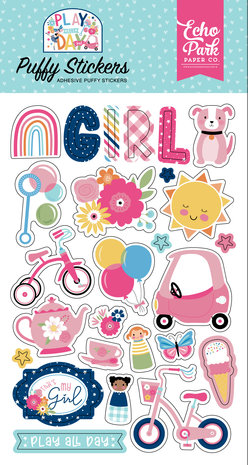 Echo Park Play All Day Girl Puffy Stickers (PAG268066) (DISCONTINUED)