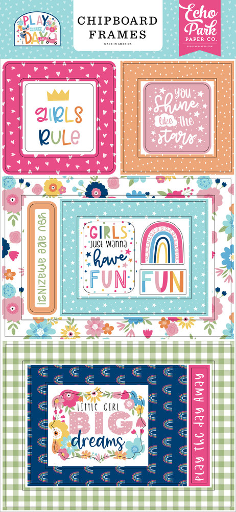Echo Park Play All Day Girl Chipboard Frames (PAG268065) (DISCONTINUED)
